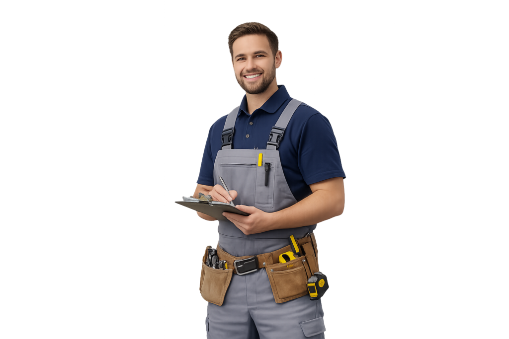 Bathroom Construction worker with clipboard and tools in riverside ca